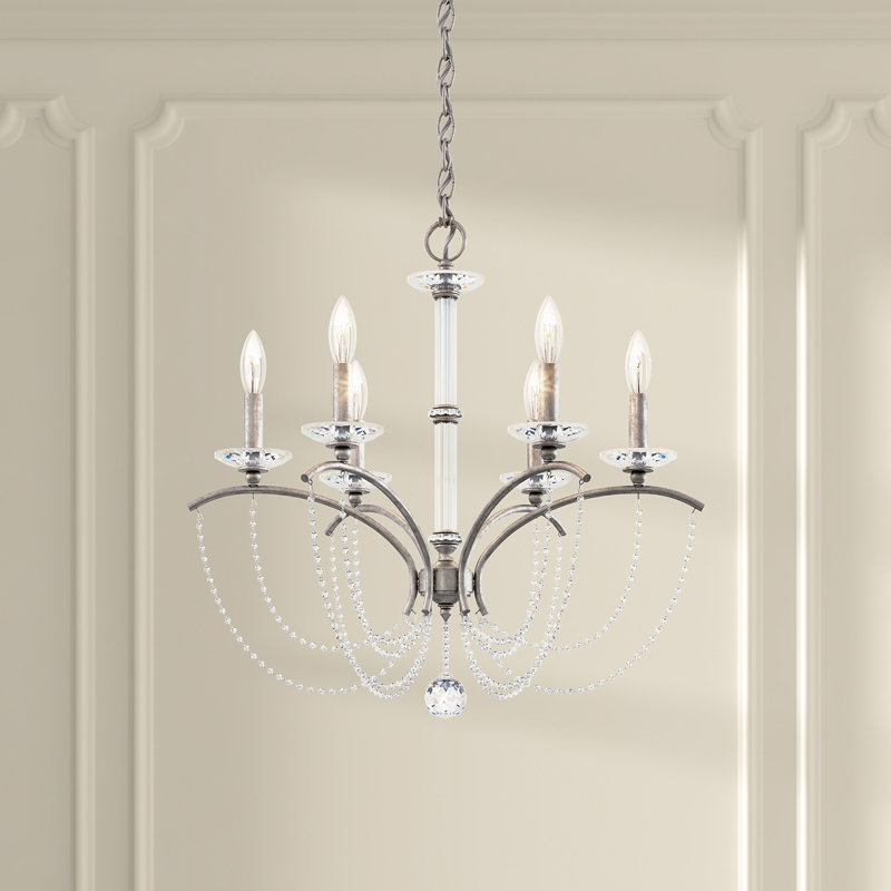 Priscilla 6 - Light Chandelier, Antique Silver