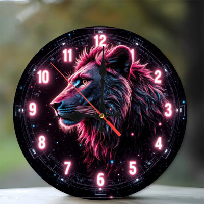 Horloge néon lion