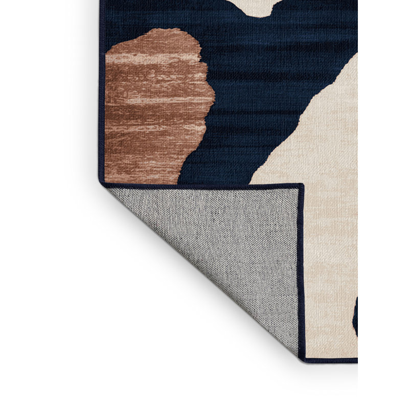 Tapis gris aquarelle lavable à la machine, Rectangulaire 3 pi x 5 pi