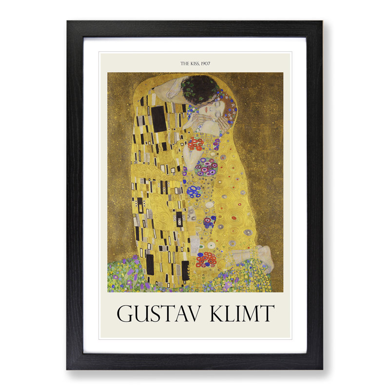 The Kiss Vol.2 by Gustav Klimt - Picture Frame Painting, Black Framed, 48cm H x 36cm W x 2cm D