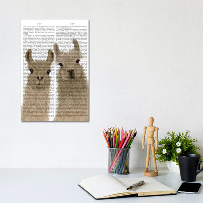 Llama Duo, Looking At You Book Print by Fab Funky - Wrapped Canvas Gallery-Wrapped Canvas Giclée