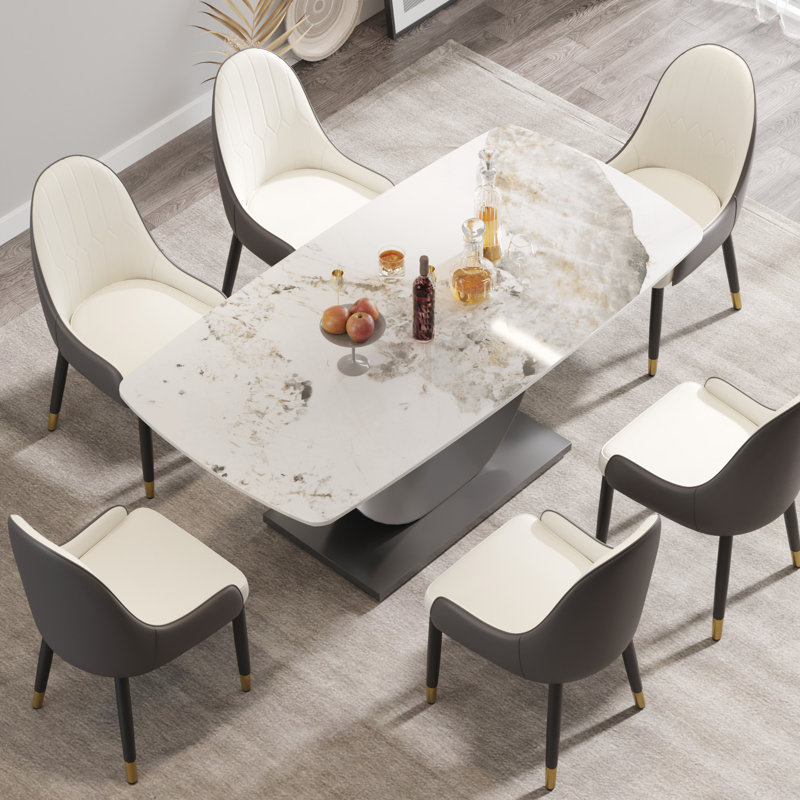 Sintered Stone Top Pedestal Dining Table, 70.8" L x 35.43" W