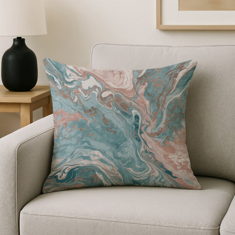 Coussin décoratif intérieur et extérieur Modern, Carré 18 po, Bleu / abstrait 1