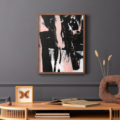 «Black & Blush I», reproduction encadrée - bois massif