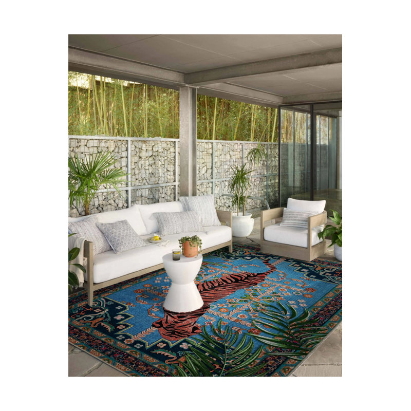 Rositha Performance Washable Animal Print Indoor / Outdoor Rug, Rectangle 3'11" x 5'11"