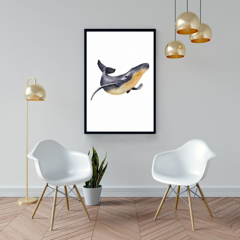 Reproduction d'aquarelle de baleine bleue sur toile