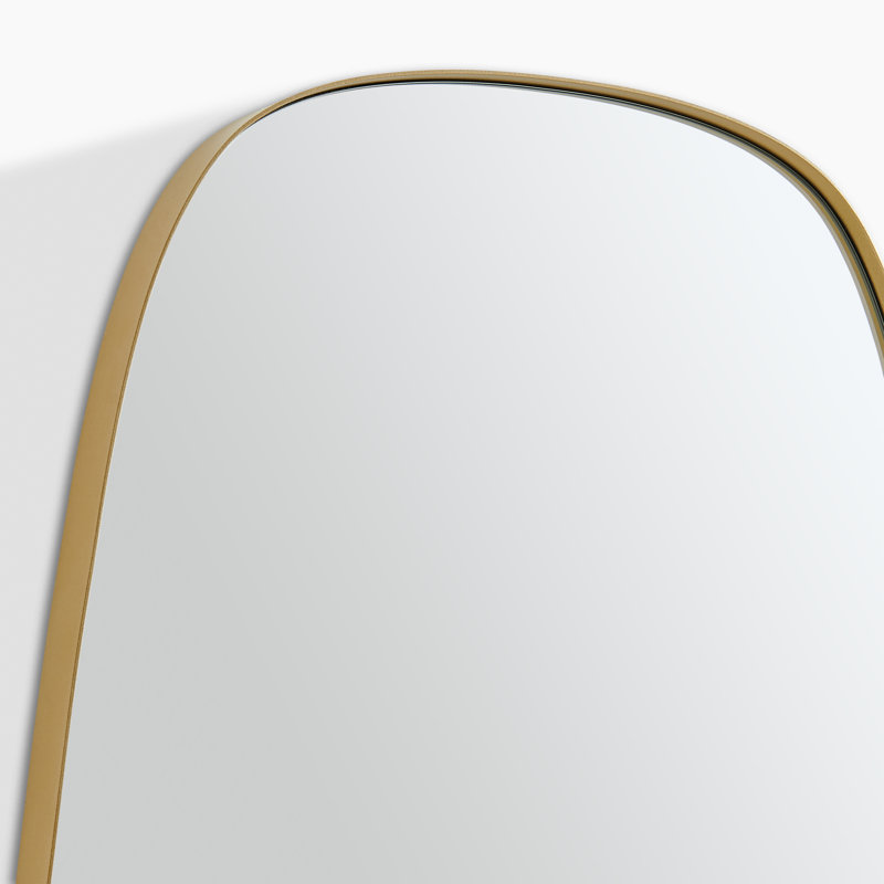 Elody Pebble Shaped Metal Hallway Wall Mirror - Irregular Asymmetrical Design, Gold