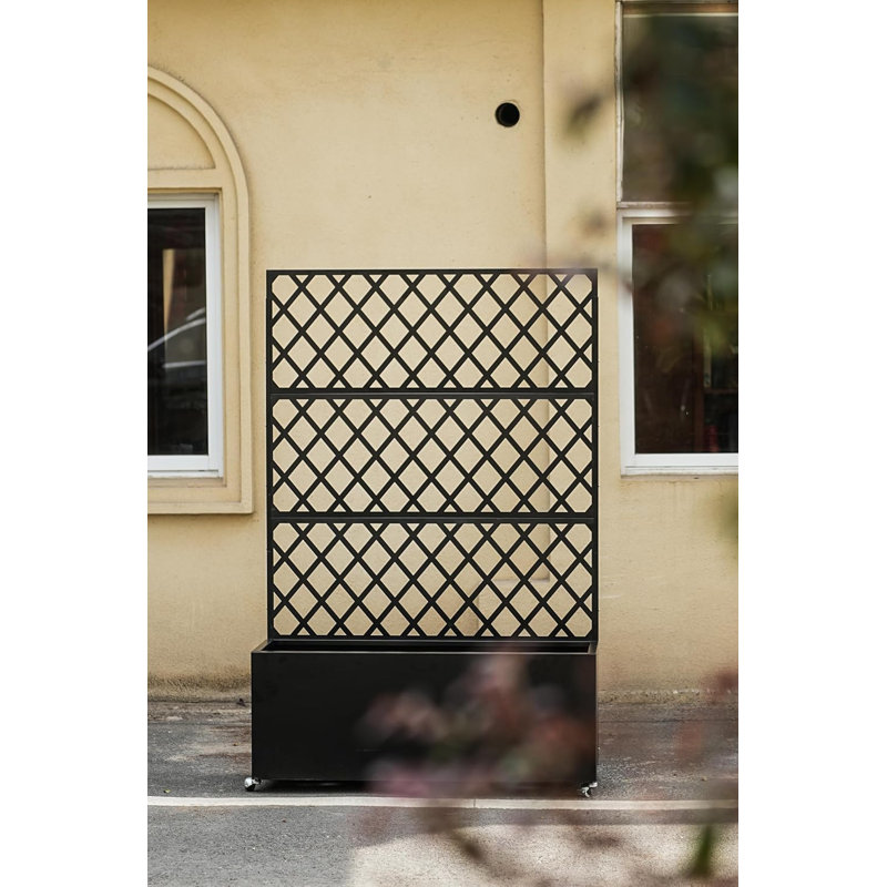 Ensemble pour jardin surélevé avec jardinière - pot à fleurs multifonctionnel en métal 3 en 1, fabrication en acier galvanisé durable, roulettes verrouillables, drainage et conception verticale mince