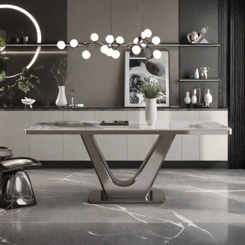 Light Luxury Modern Simple Rock Slab Dining Table, 29.52"H x 78.74"L x 35.43"W