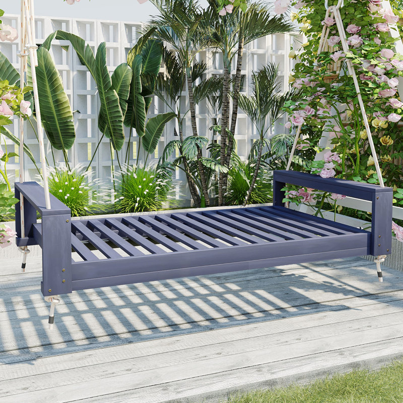 Balancelle simple en bois d'acacia avec cordes en chanvre, Gris