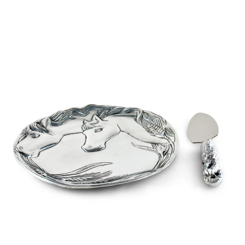 Equestrian Aluminum Horse Plate with Triangular Server