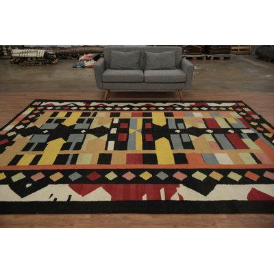 Tapis multicolore à motif géométrique vibrant 9 x 12