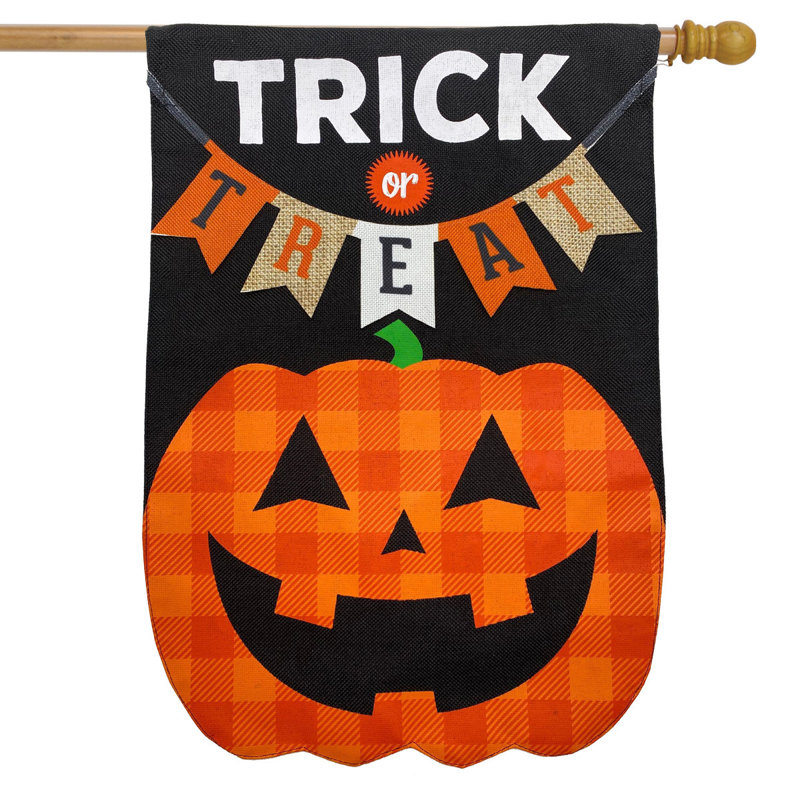 Drapeau de maison d'Halloween citrouille