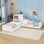 Lit plateforme simple en L avec bureau intégré, lit gigogne simple et 2 tiroirs-919842853