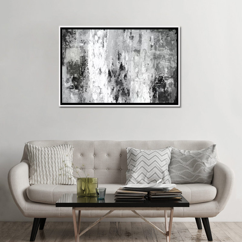 « Black And White Abstract IV by PI Studio » - Impression sur toile tendue, H 32 po x l 48 po, Impression encadrée, Blanc