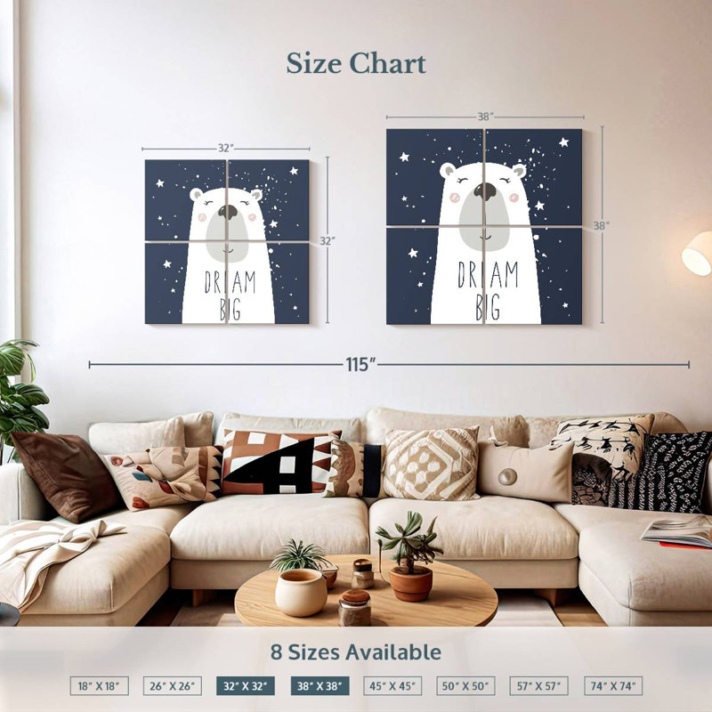 Dream Big Bear, typographie, H 38 po x l 38 po