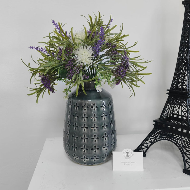 Ensemble de 2 vases en céramique gris de 7,25 po de hauteur. Cadeau idéal pour les arrangements floraux