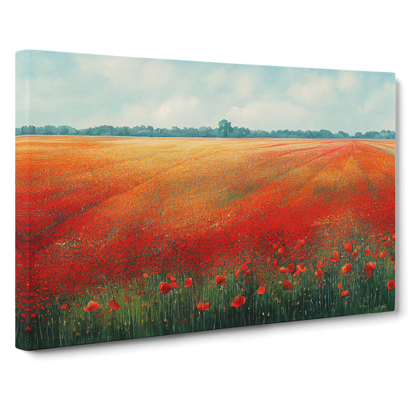 Watercolour Poppy Field Vol.6 - Wrapped Canvas, 35cm H x 50cm W x 3cm D
