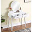 Meuble-lavabo et tabouret blanc contemporain en bois - pieds fuselés, miroir, plateau de table de 15,75 po de diamètre, tiroir de 40,02 lb, produit