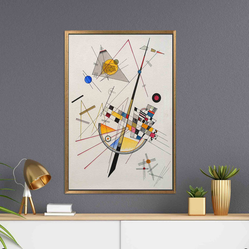 Art mural sur toile Wassily Kandinsky, Reproduction encadrée sans passe-partout, H 94 po x l 41 po, Doré