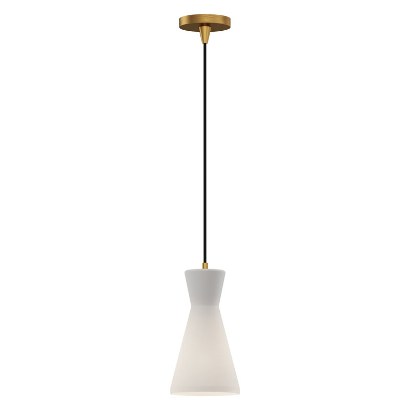 Langford Single Light Glass Steel Dimmable Pendant, 12" H x 6.38" W x 6.38" D, Aged Gold
