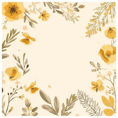 Yellow Floral Illustration Canvas Gallery Wrap in Many Sizes