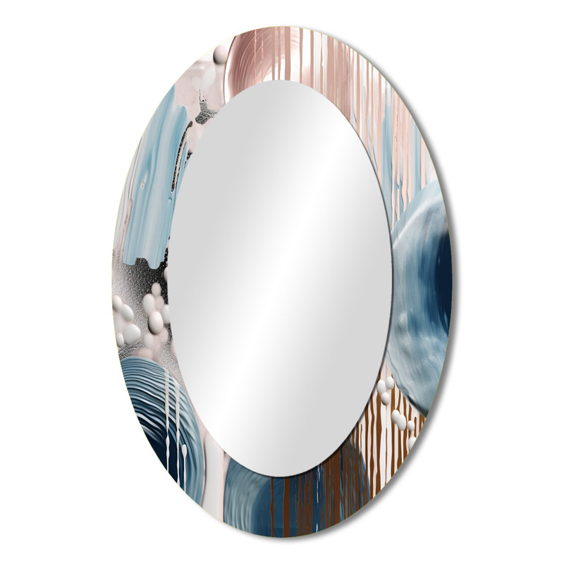 Whispers Of Marble IV - Miroir mural moderne ovale, 36 po x 24 po
