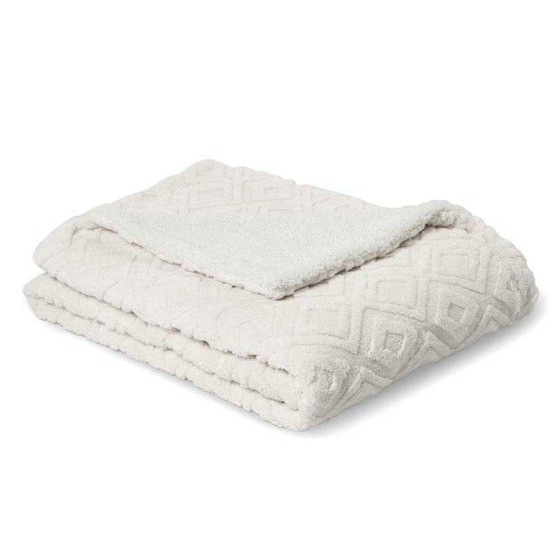 Jeté lesté jacquard Boho, Blanc blanchi, L 90 po x L 90 po