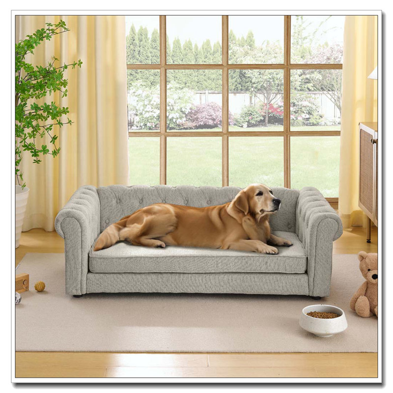 Lit rectangulaire pour chien, canapé-lit pour chien, Beige