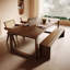 Bureau rectangulaire en bois massif noyer clair-1495282478