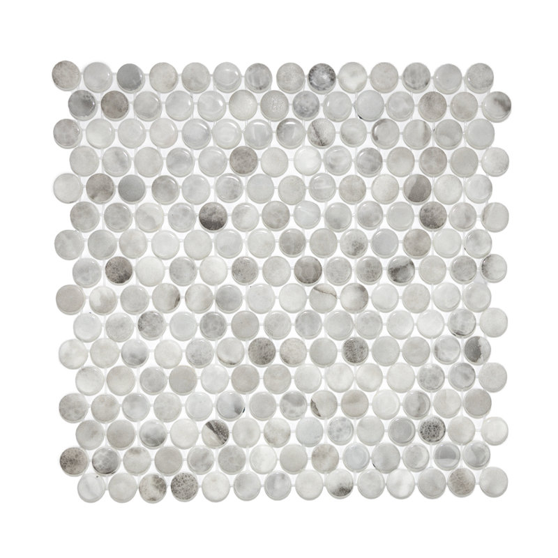 Eterna Penny 12" x 12" Glass Round Mosaic Wall & Floor Tile, Hermes