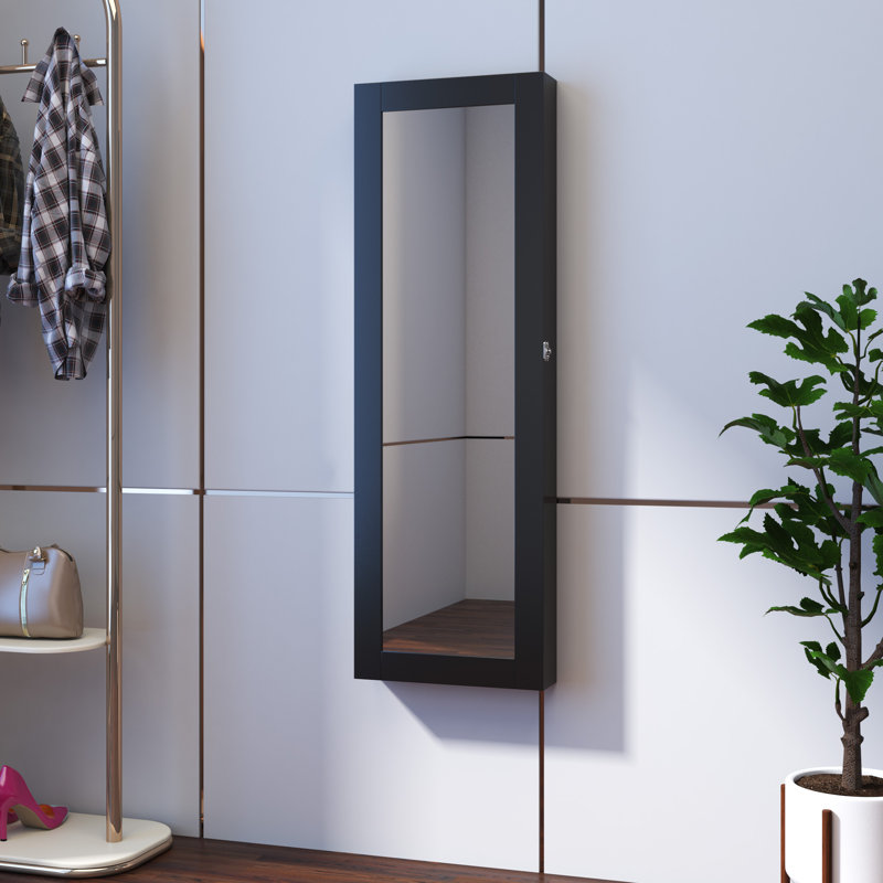 Armoire à bijoux murale avec miroir Pittner, Noir