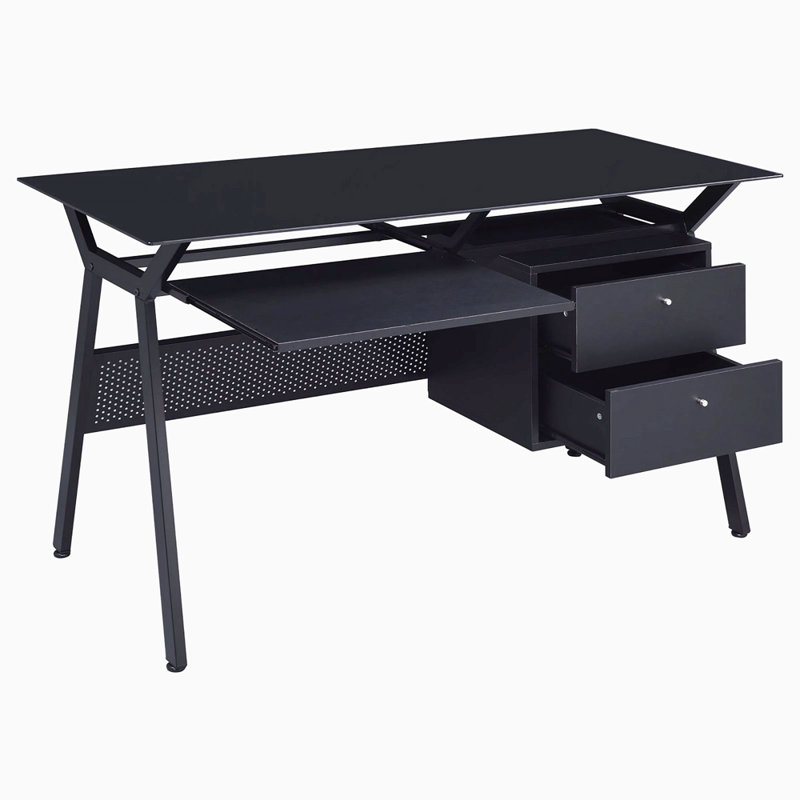 Bureau d'ordinateur noir à 2 tiroirs