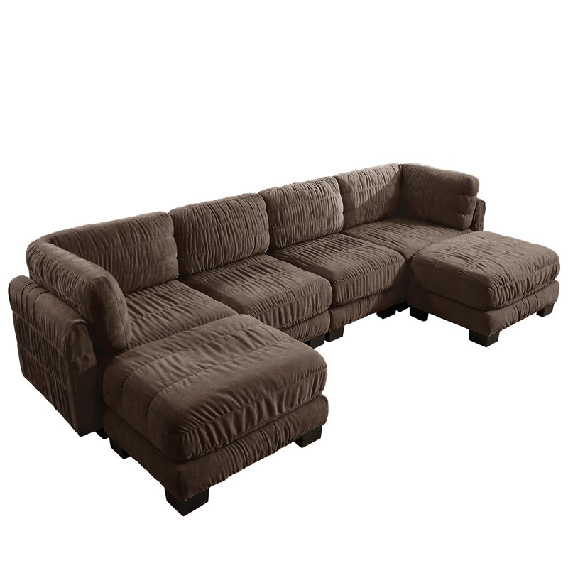 Seat Ruched Detailing Modular Sectional Sofa