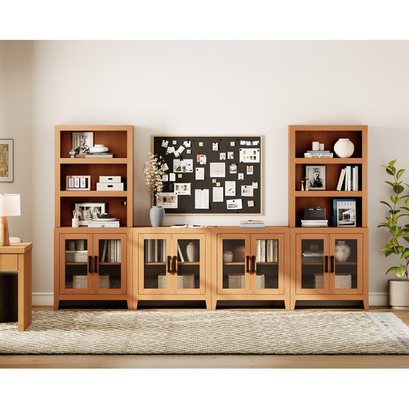 Garde-manger modulaire avec 4 portes de classe, grande armoire de rangement ouverte en bois de 74,2 po, garde-manger de style campagnard avec tablette réglable pour la salle à manger, le salon, le moka