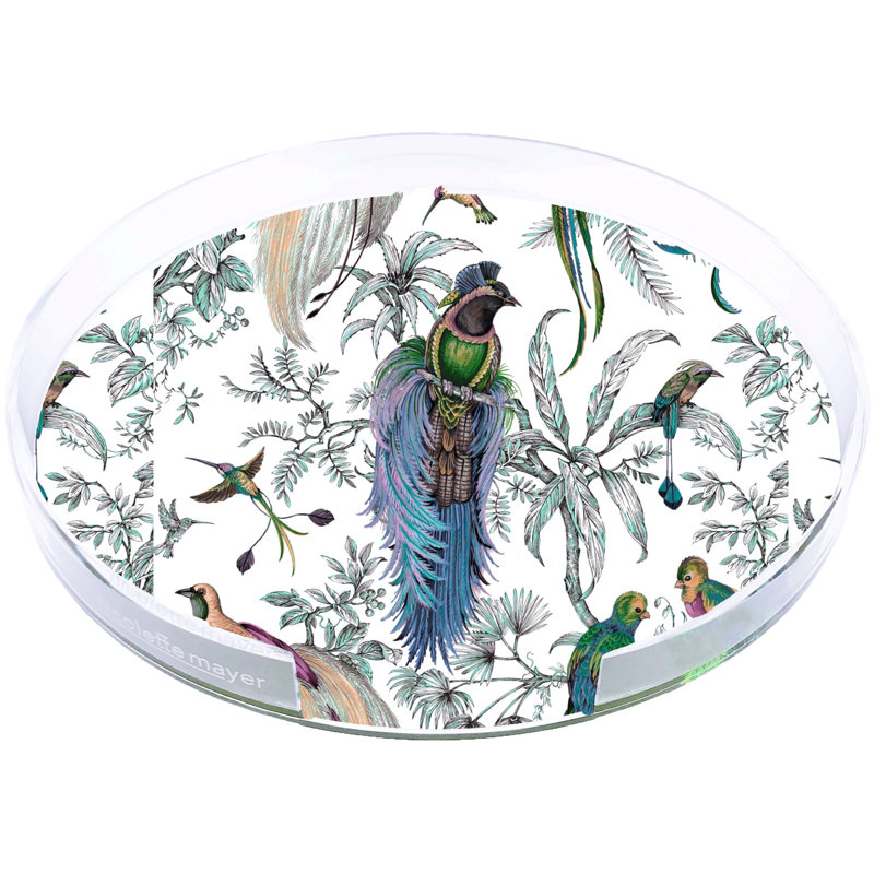 Audubon Exotica Acrylic Round Placemat Tray, Blue/Green/Multi