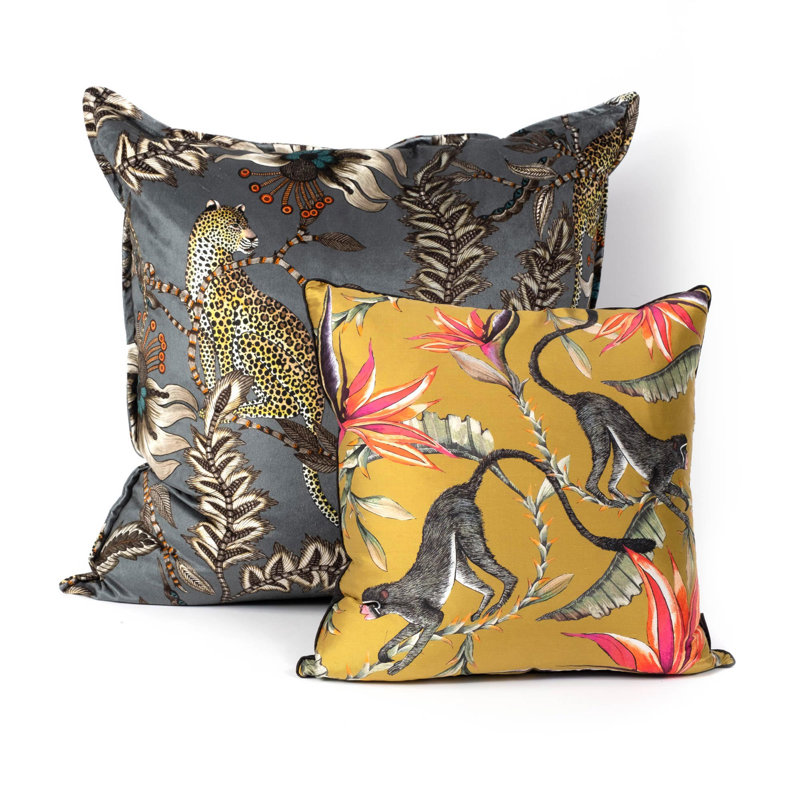 Ardmore 'Monkey Bean' Velvet Pillow, Ash