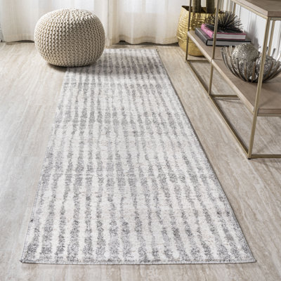 Tapis beige / gris foncé à rayures modernes Oconnor