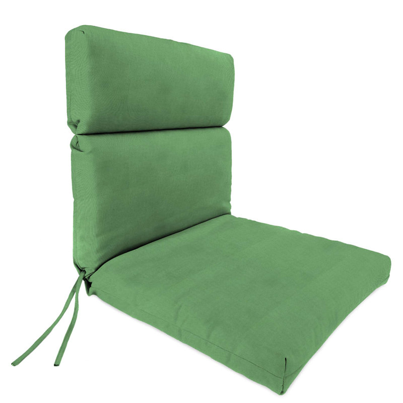 23" x 46" Solid Outdoor Chair Cushion with Ties, Canvas Cucumber