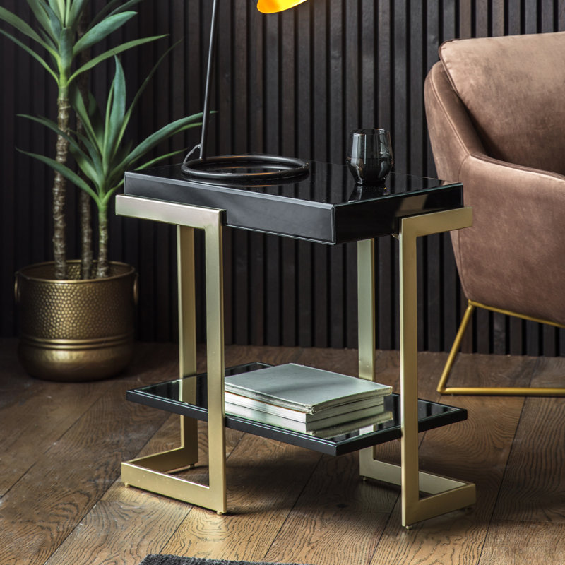 Yair Glass Top Frame End Table