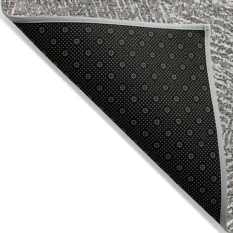 Gray Rectangular Machine Washable Synthetic Indoor Outdoor Rug