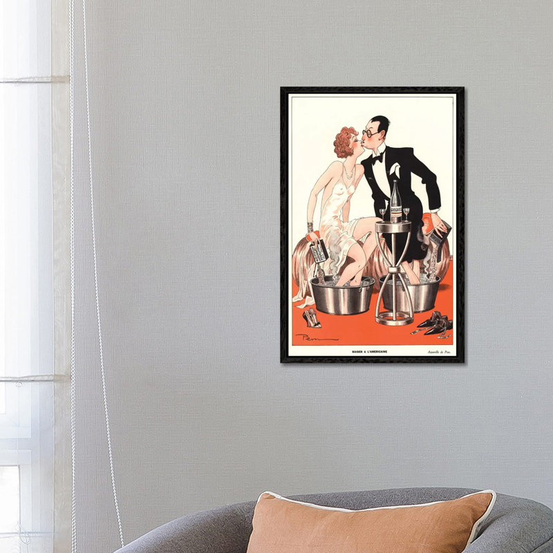 1930s Le Sourire II Cover 1 Piece Floater Frame Wall Art on Canvas, 66.04 cm H x 45.72 cm W, Black