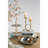 Set of 2 Gold Aluminum Pillar Candle Holder With Coral Branch Design, S:4.7x4.7x9.8" L:4.7x4.7x11.8"