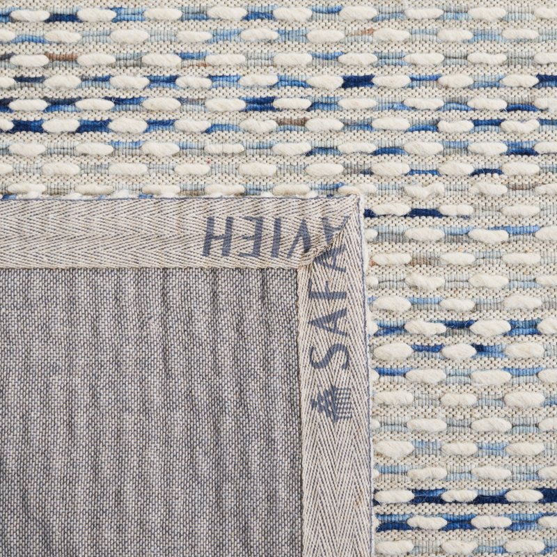 Laureldale Hand Woven Wool/Cotton Abstract Rug in Navy/White, Runner 2'3" x 6'