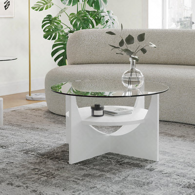 U-Shaped Contemporary Coffee Table In White