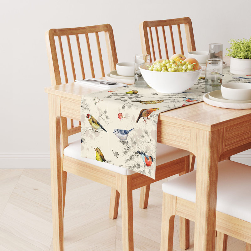 Bird Watch 100% Cotton Table Runner – Washable, Decorative Dining Linen, 72" L x 16" W