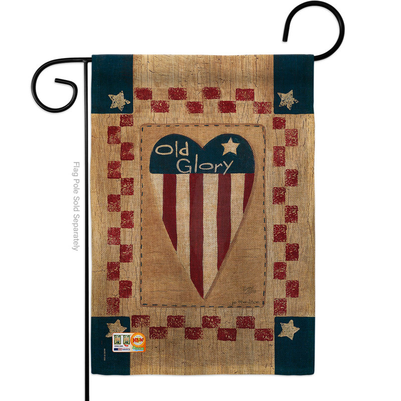 Drapeau de jardin à double face 18,5 po x po breeze décoration g161082-db old gloire cardiaque en toile jute americana patriotique