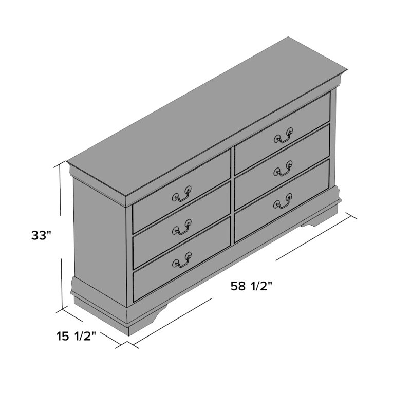 Waynesburg 16'' W 6 - Drawer Dresser, Stained Gray