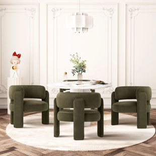 Modern Upholstered Barrel Armchair (Set of 3)
