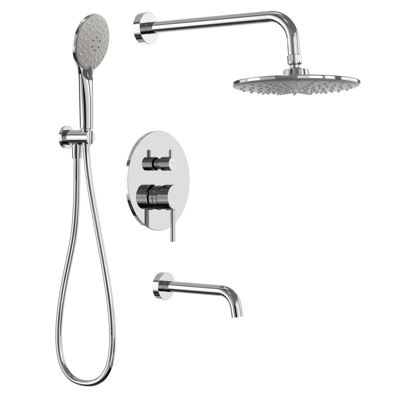 Tub and  Shower Faucet Set , 9" Rainfall Shower Head with 3‑Setting Handheld Shower, Chrome